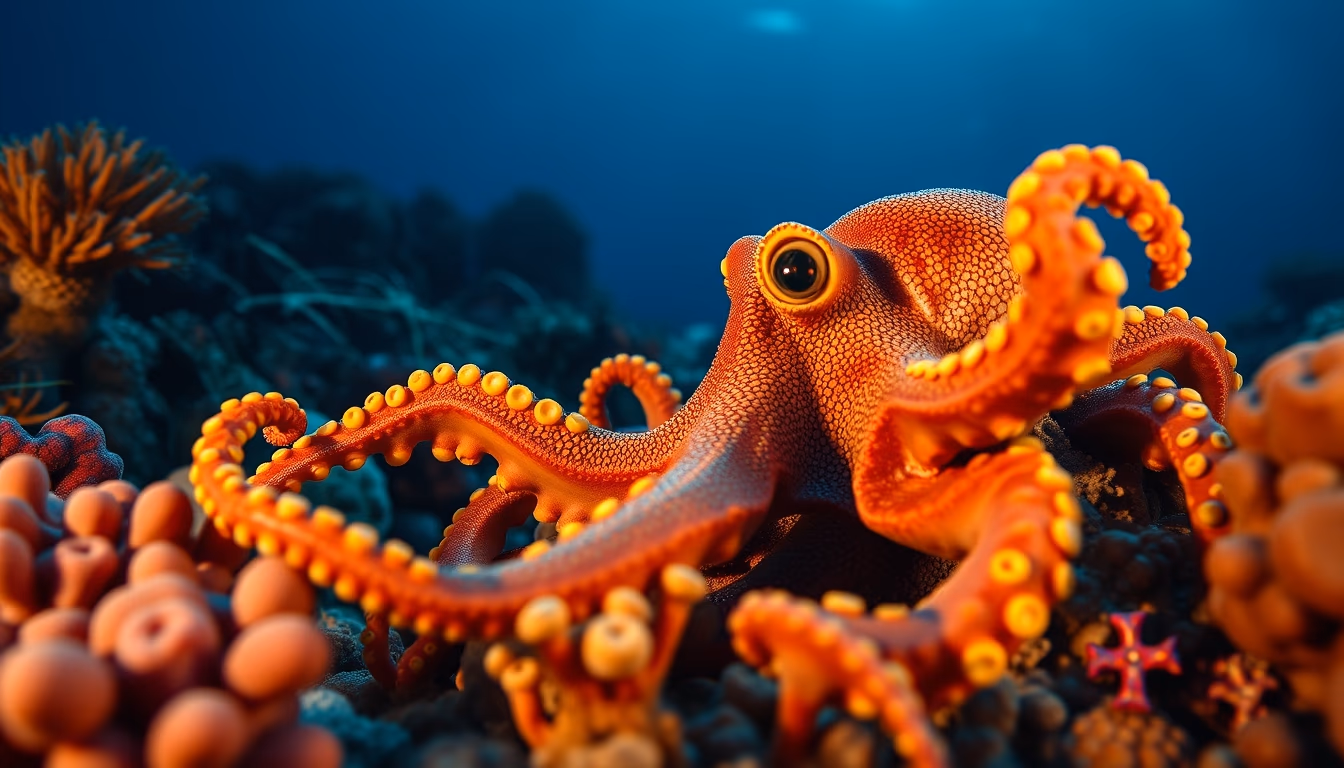octopus coral reef in editorial style