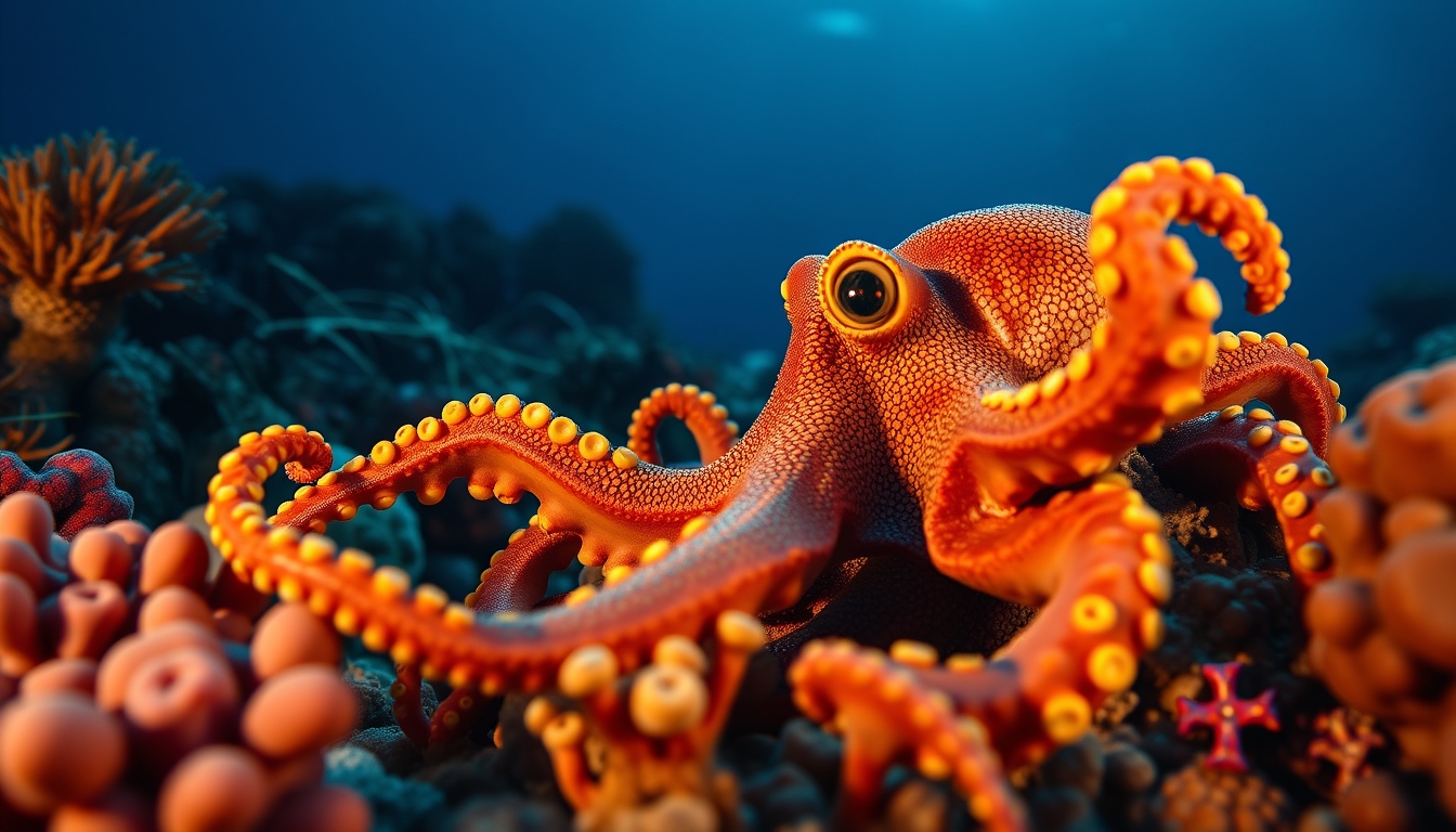 octopus coral reef in editorial style