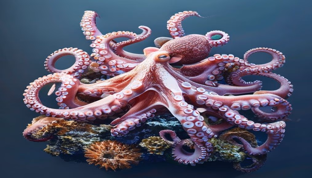 Octopus coral reef em estilo editorial