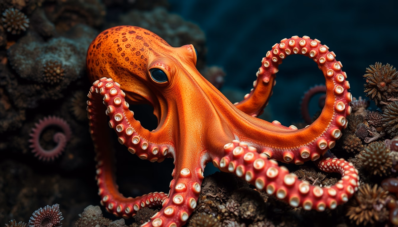 octopus coral reef in editorial style