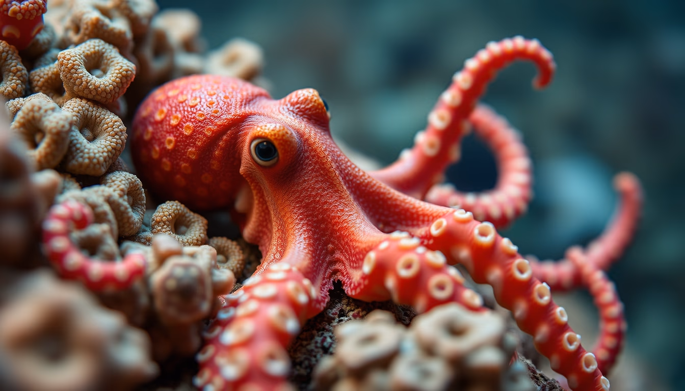 octopus coral reef in editorial style