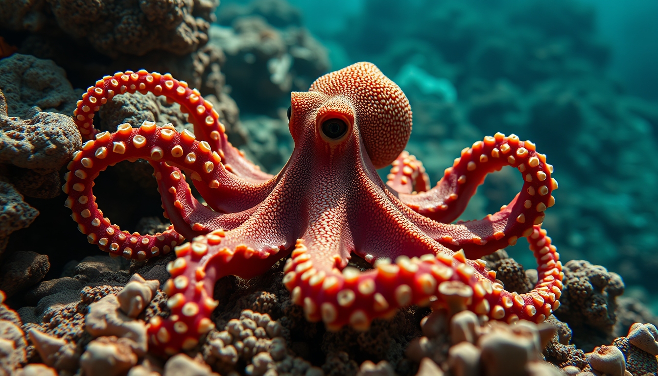 octopus coral reef in editorial style