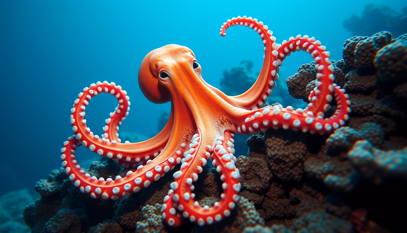 octopus coral reef in editorial style