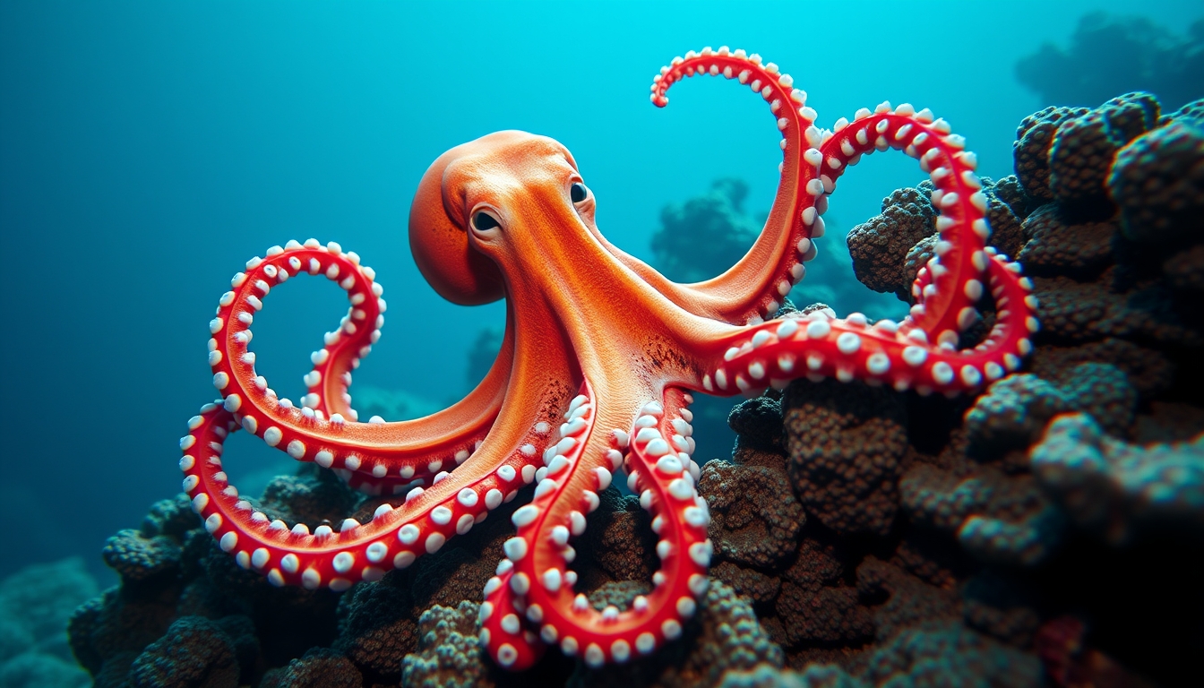 octopus coral reef in editorial style