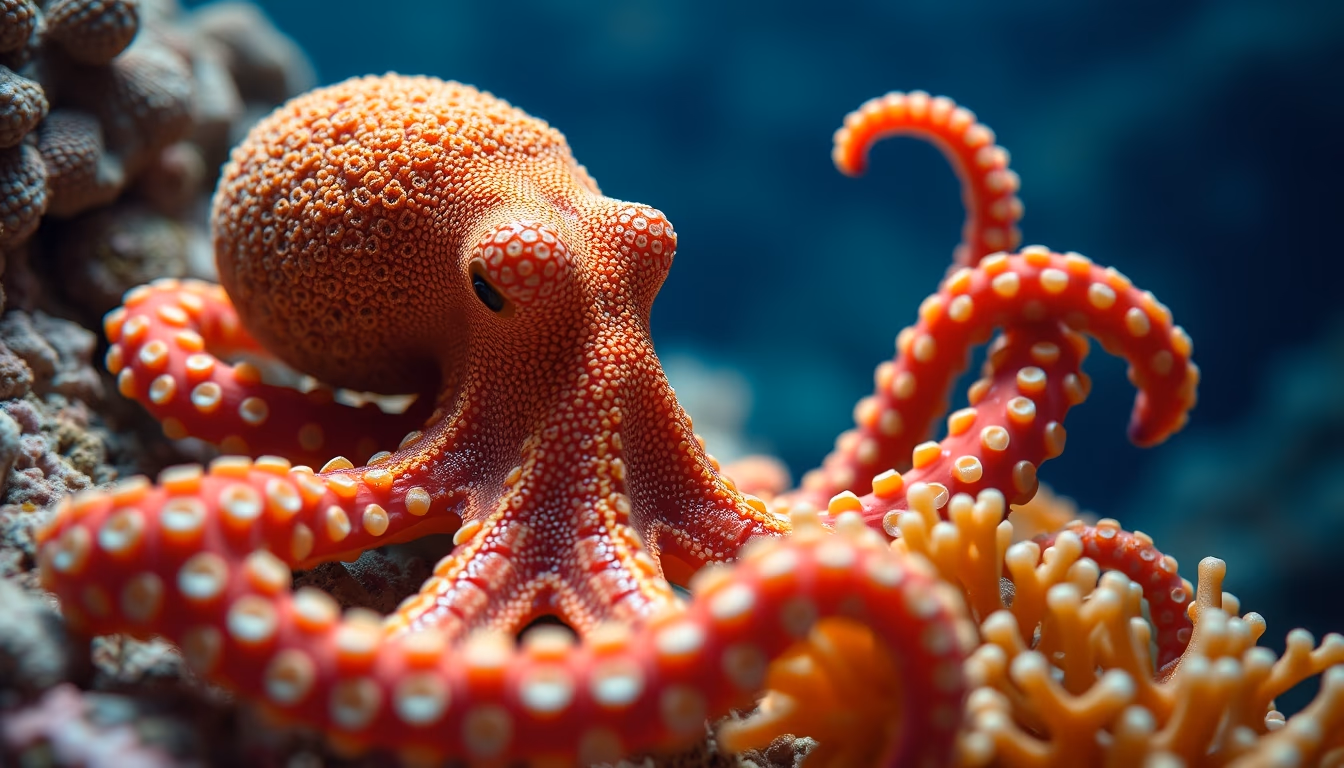 octopus coral reef in editorial style