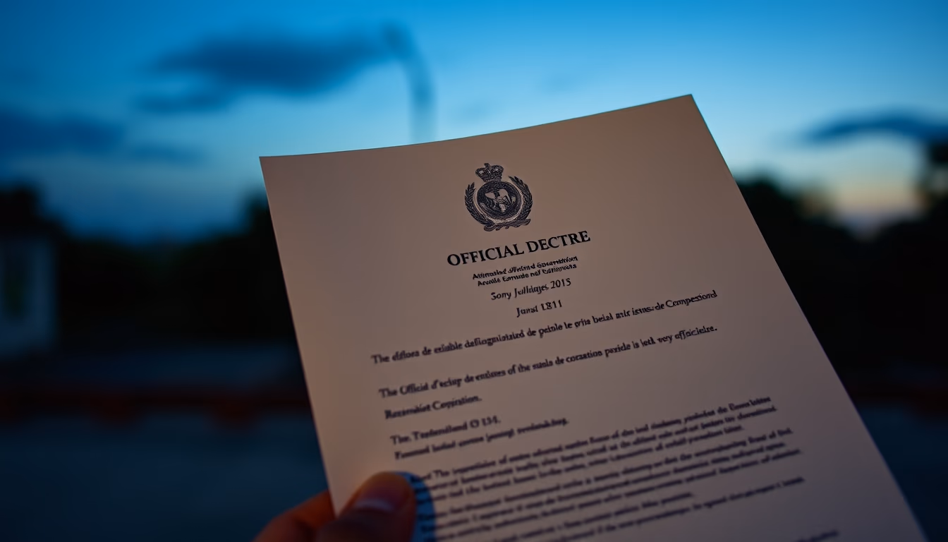 official decree document with Brazilian government letterhead and stamp in editorial style