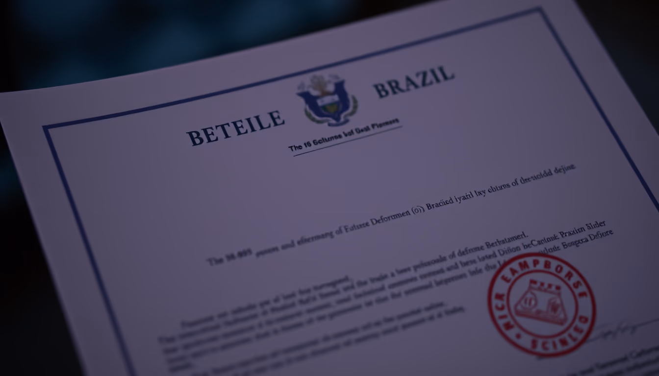 official decree document with Brazilian government letterhead and stamp in editorial style