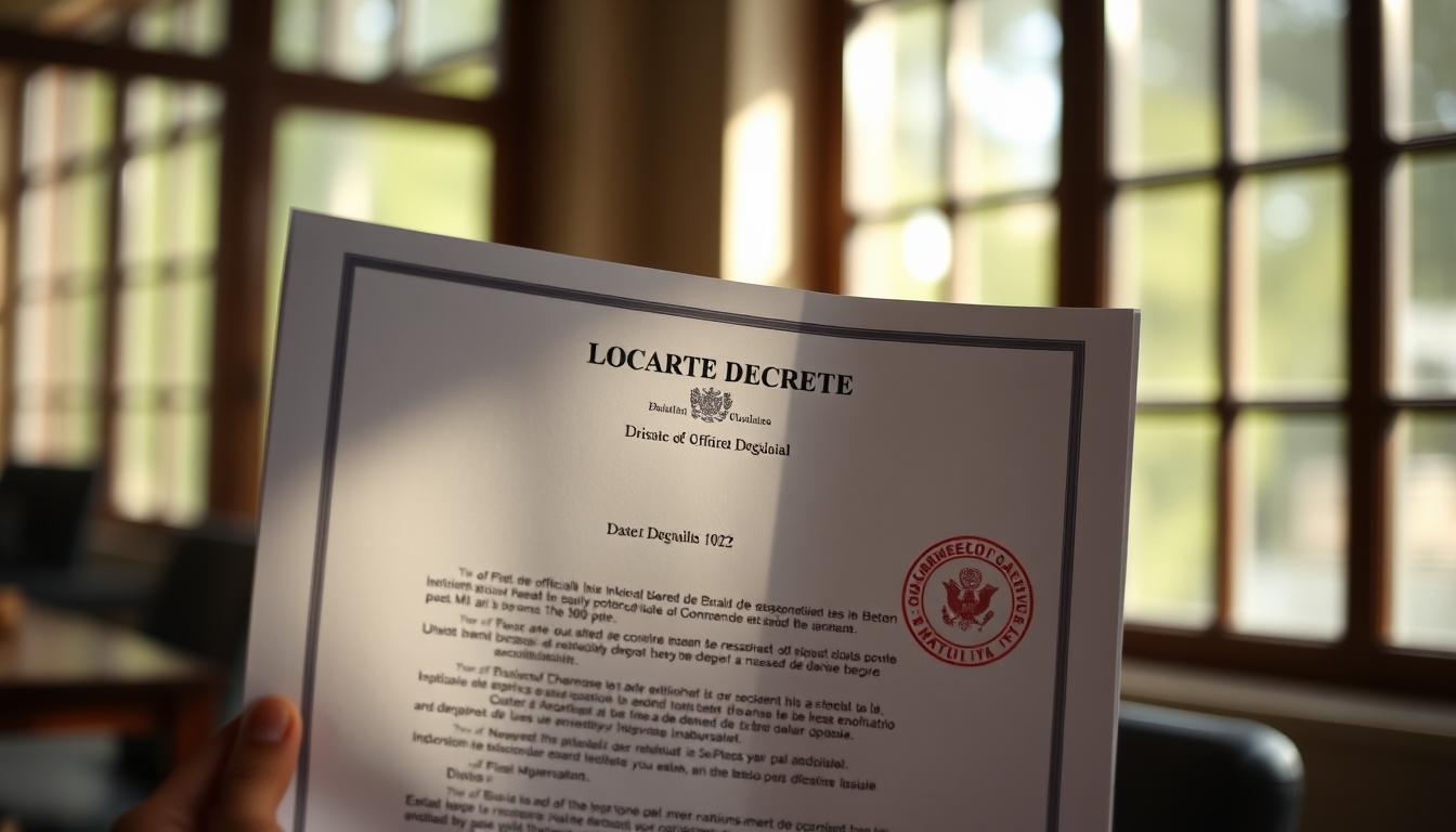 Official decree document with Brazilian government letterhead and stamp em estilo editorial