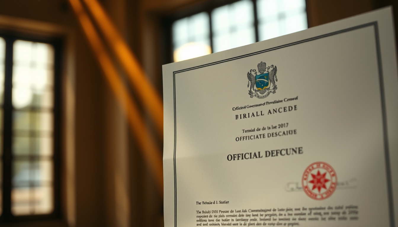 Official decree document with Brazilian government letterhead and stamp em estilo editorial