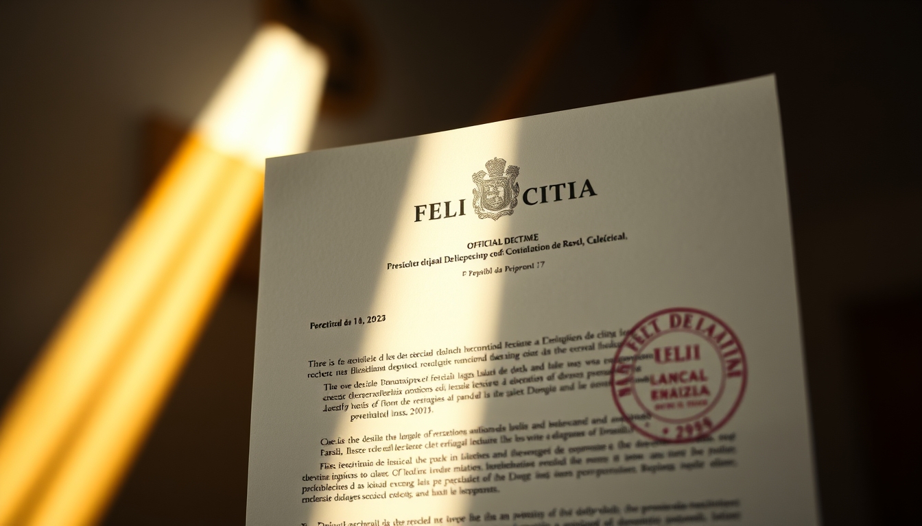 Official decree document with Brazilian government letterhead and stamp em estilo editorial