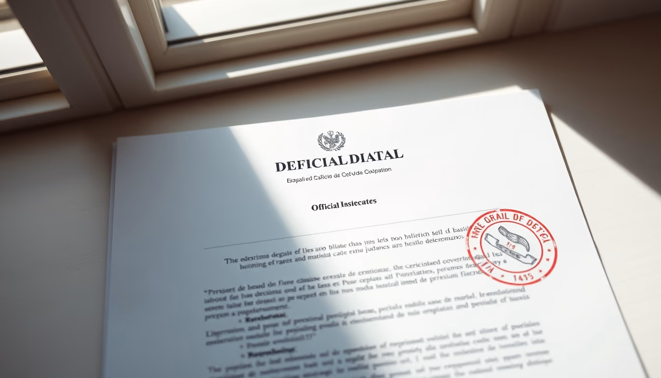 Official decree document with Brazilian government letterhead and stamp em estilo editorial