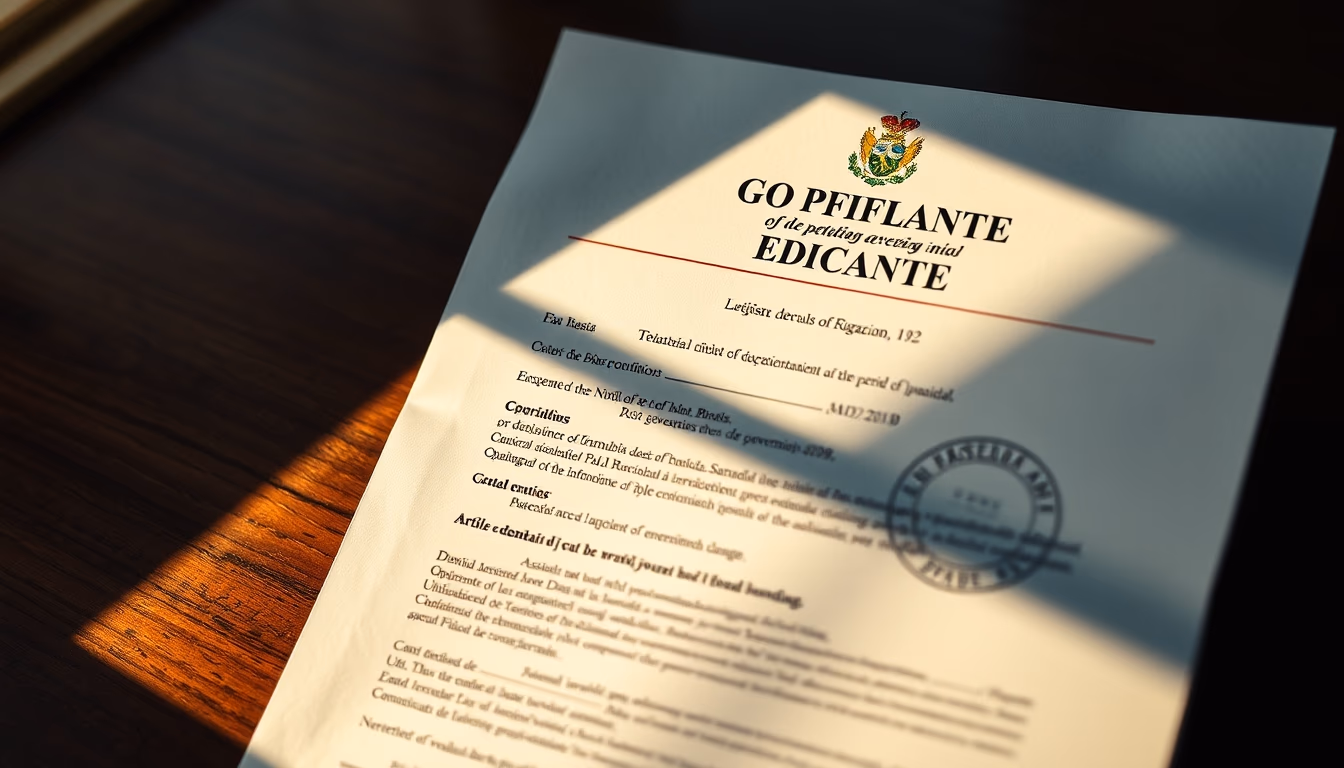 official decree document with Brazilian government letterhead and stamp in editorial style