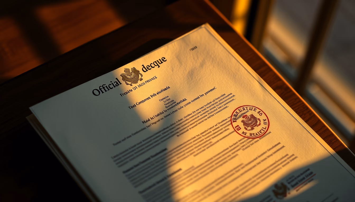 official decree document with Brazilian government letterhead and stamp in editorial style