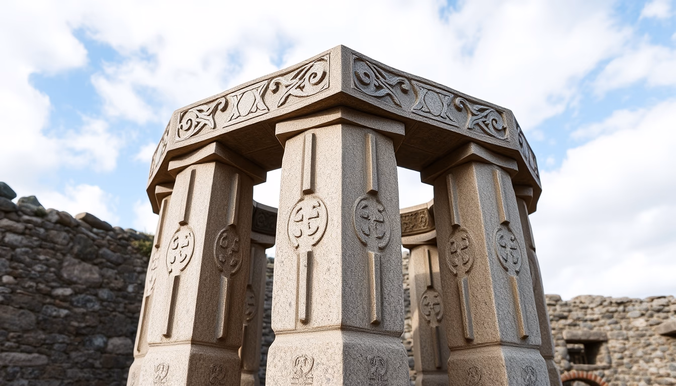 oghams celtic stone in editorial style