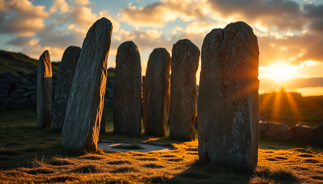 oghams celtic stone in editorial style