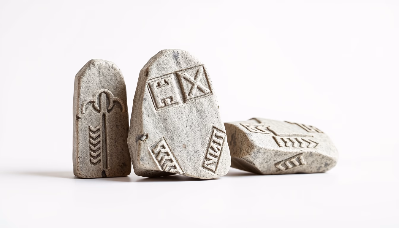 oghams celtic stone in editorial style