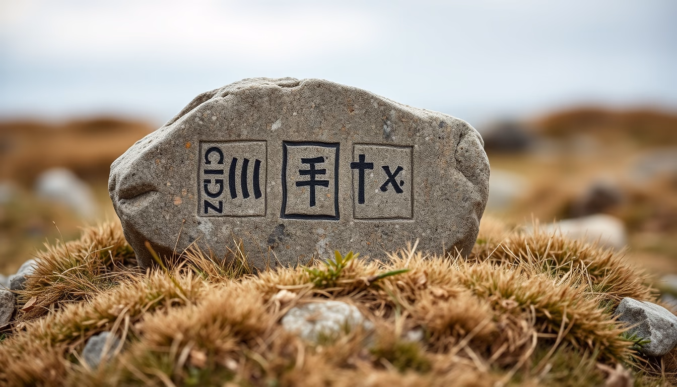 oghams celtic stone in editorial style