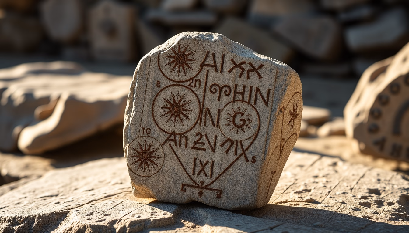 oghams celtic stone in editorial style