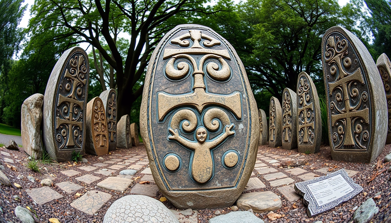 oghams celtic stone in editorial style