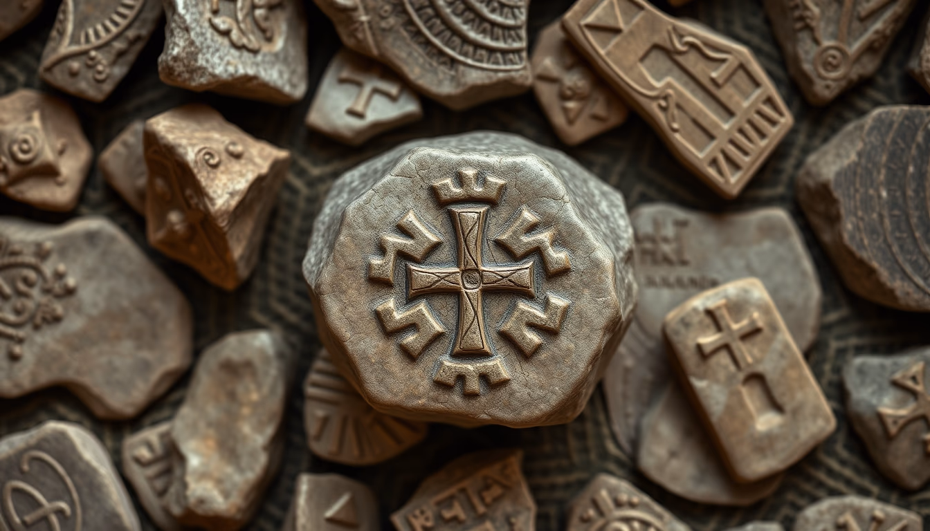 oghams celtic stone in editorial style