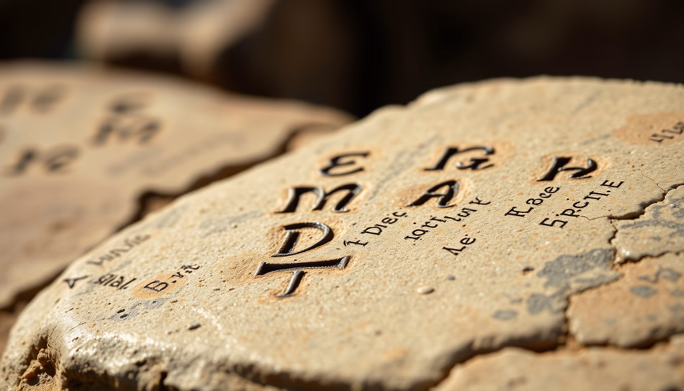 oghams celtic stone in editorial style