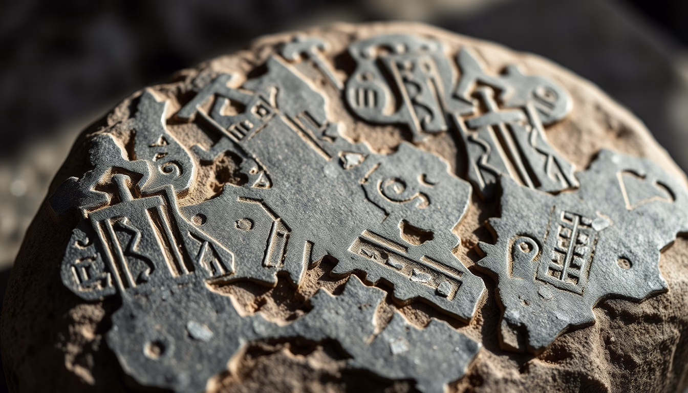 oghams celtic stone in editorial style