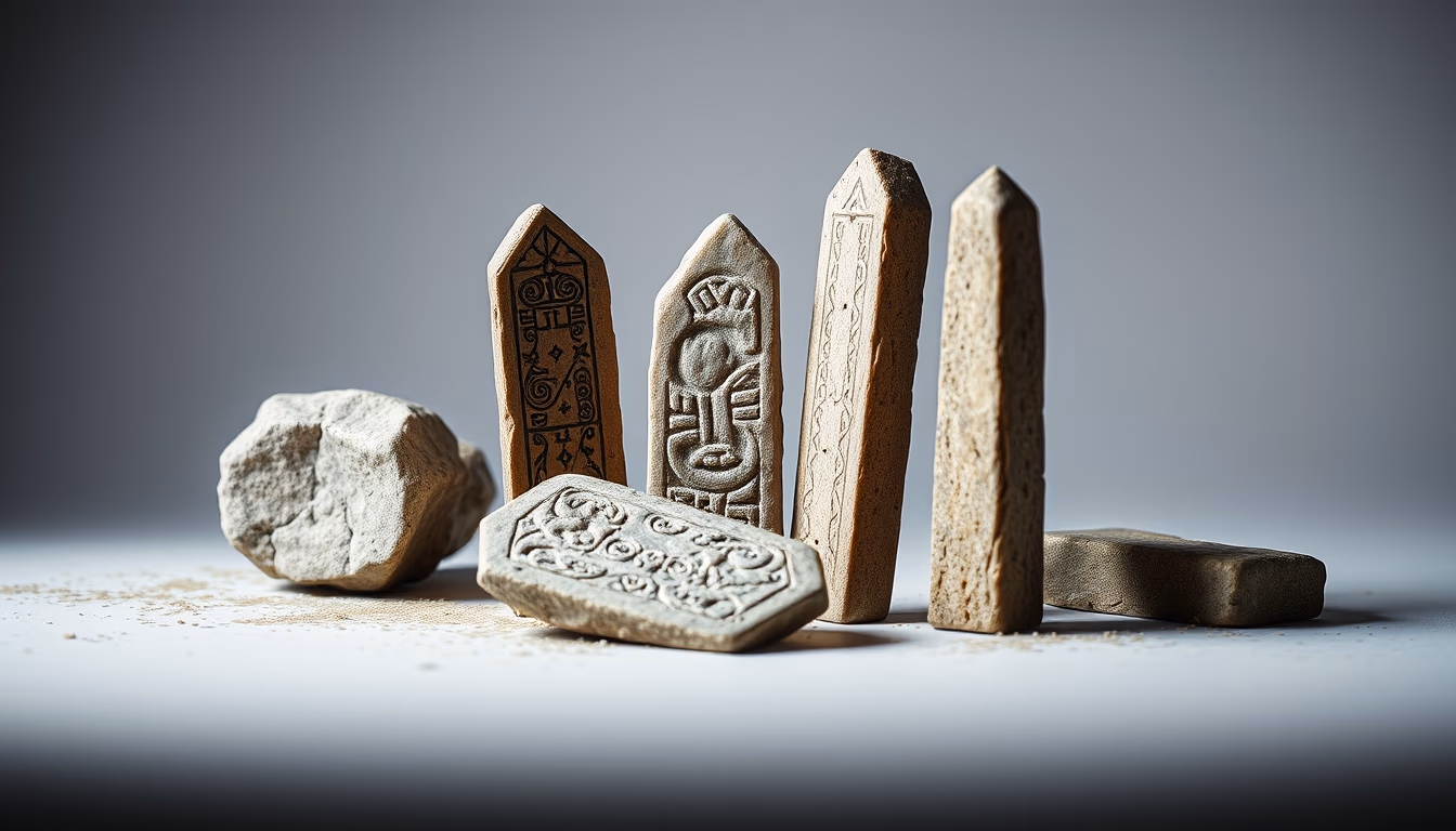 oghams celtic stone in editorial style