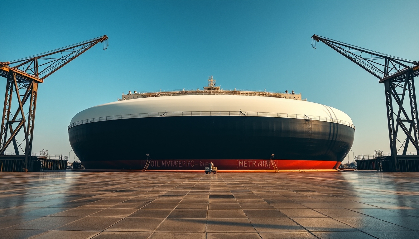 oil tanker massive in editorial style