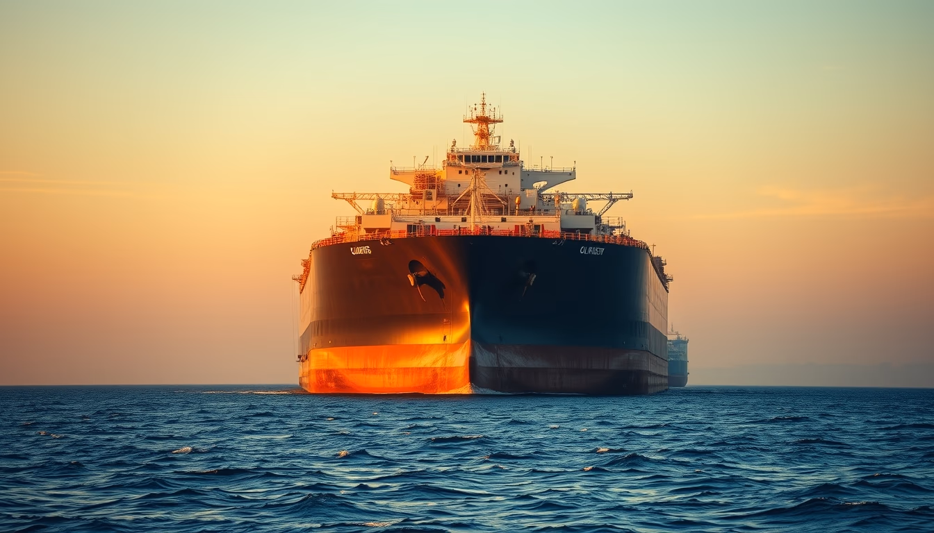 oil tanker massive in editorial style