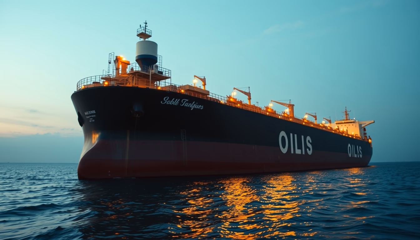 oil tanker massive in editorial style