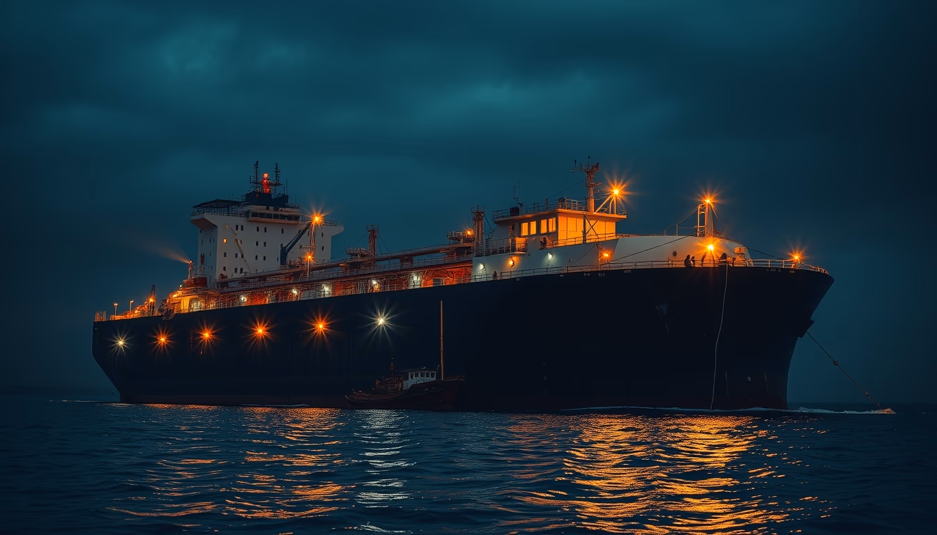 oil tanker massive in editorial style