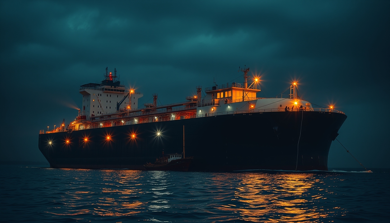 oil tanker massive in editorial style