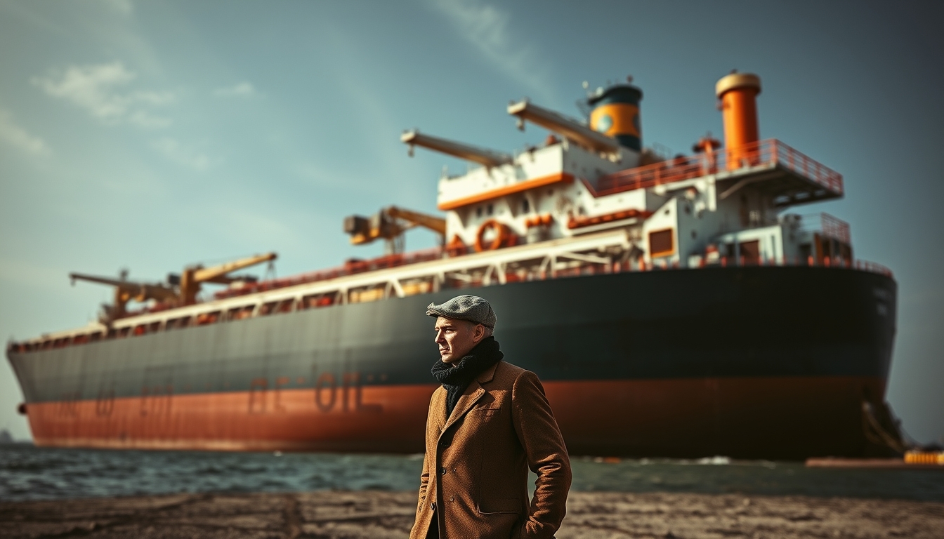 oil tanker massive in editorial style