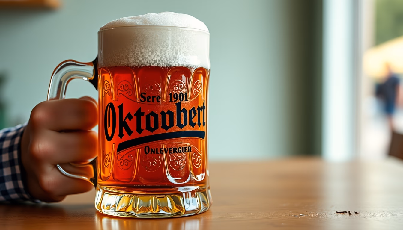 oktoberfest beer mug in editorial style
