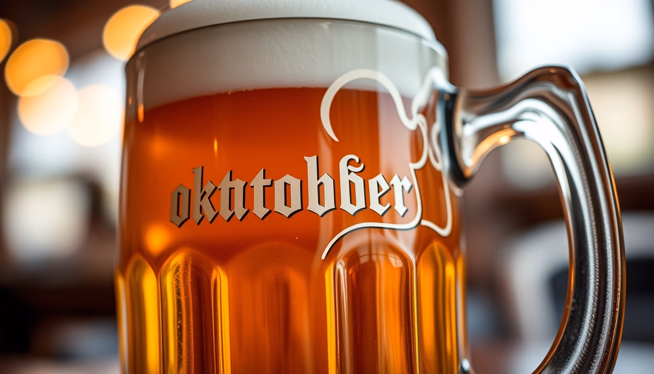 oktoberfest beer mug in editorial style
