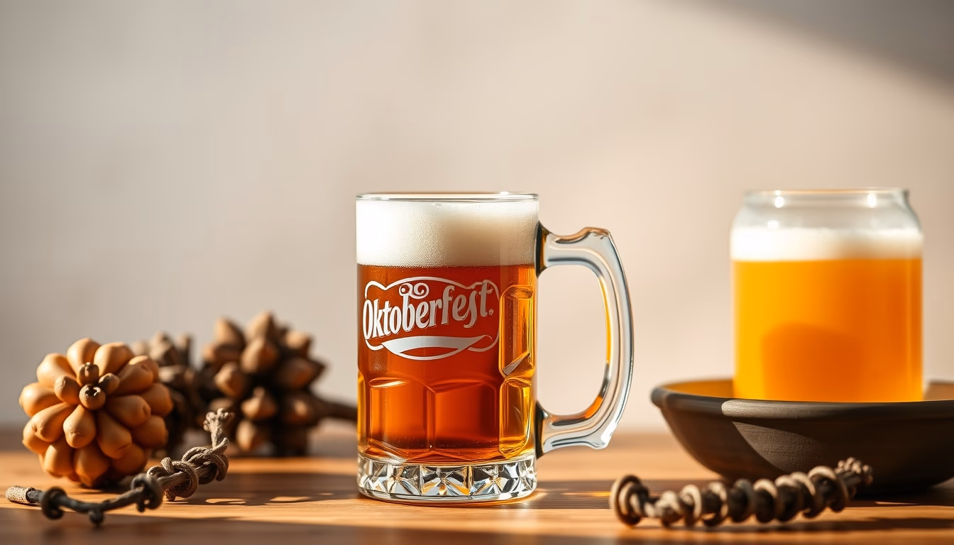 oktoberfest beer mug in editorial style
