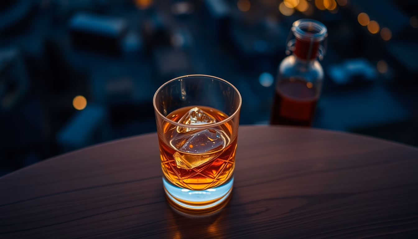old fashioned bourbon glass in editorial style
