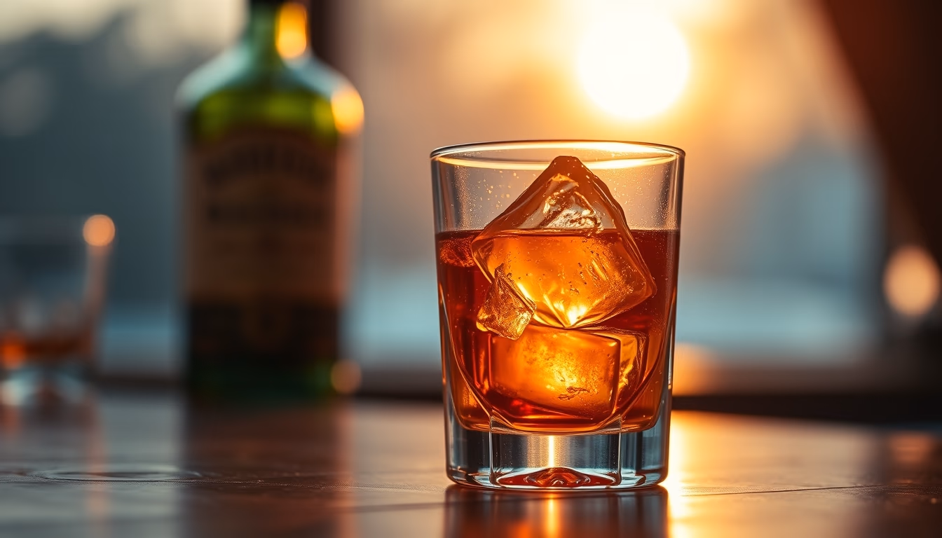 old fashioned bourbon glass in editorial style