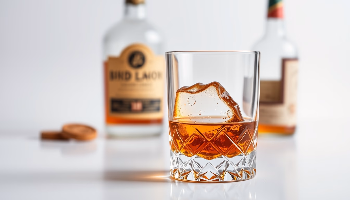 old fashioned bourbon glass in editorial style
