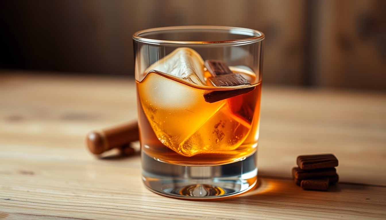 old fashioned bourbon glass in editorial style