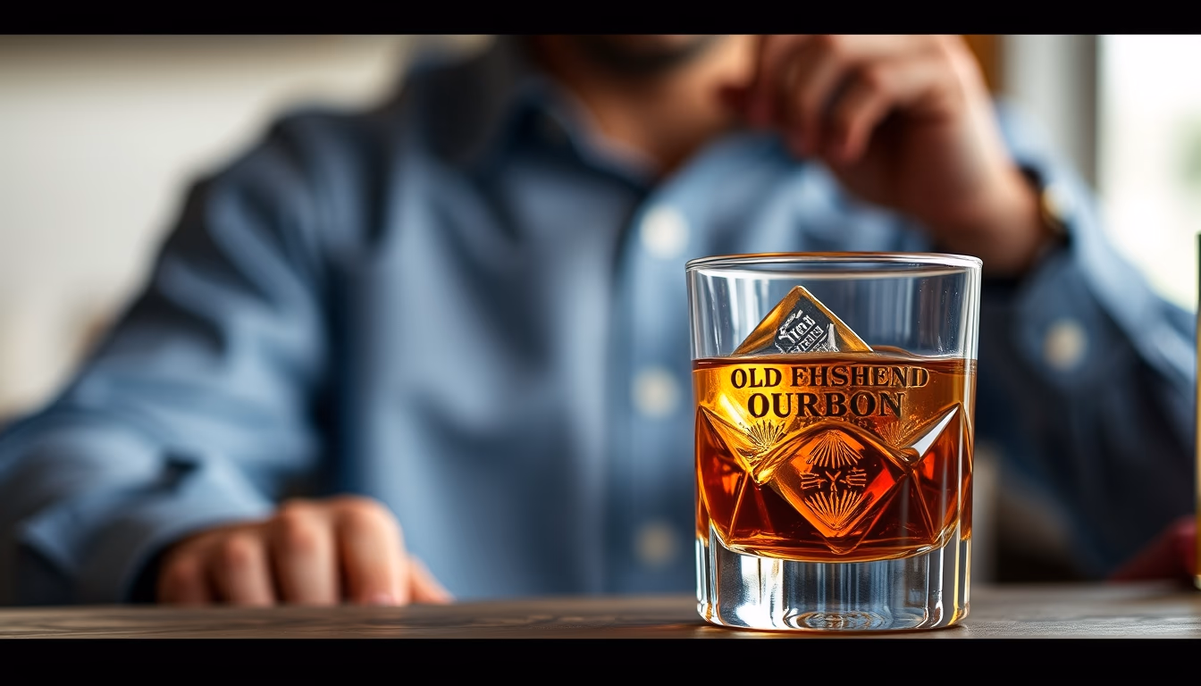 old fashioned bourbon glass in editorial style