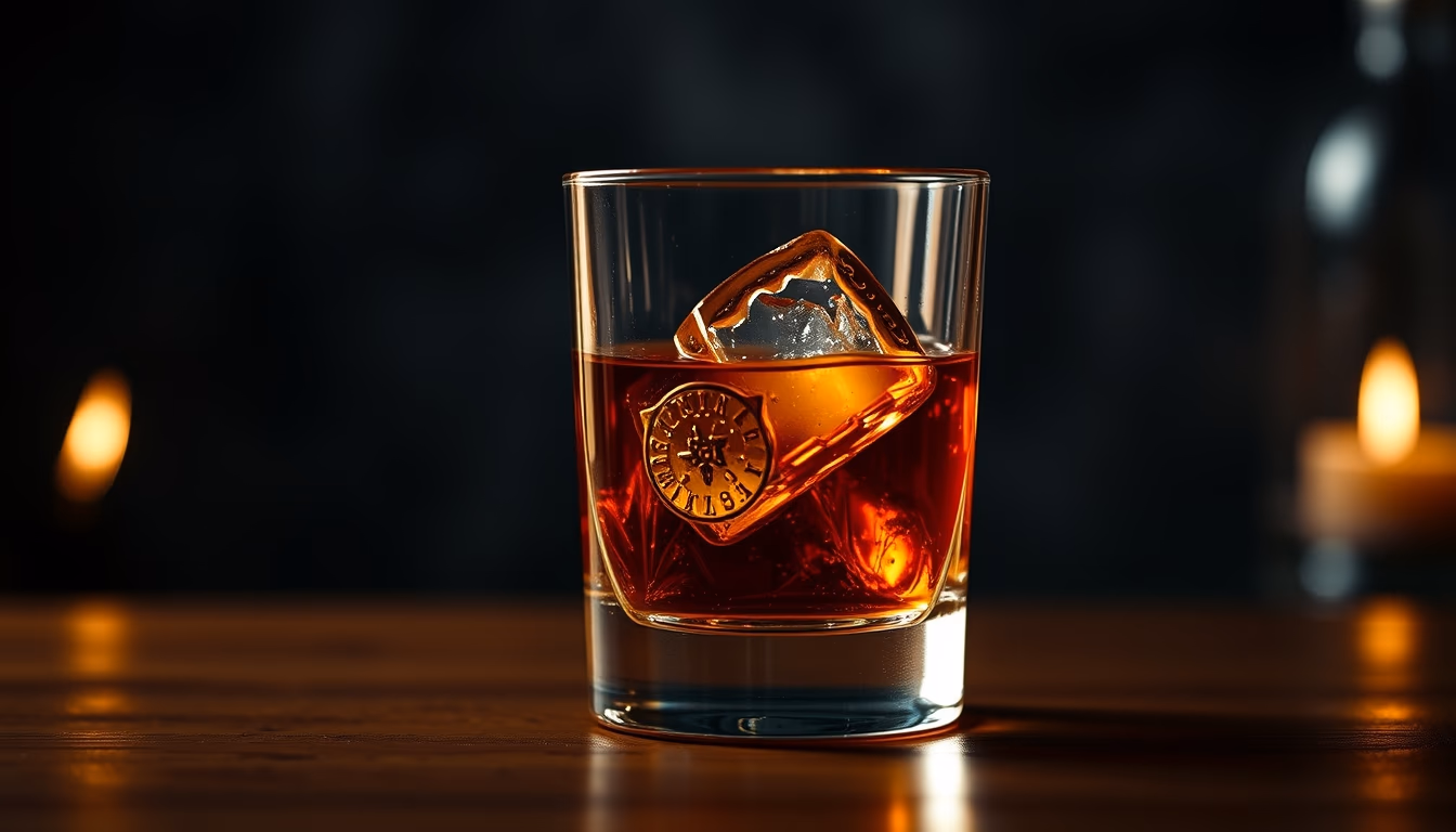 old fashioned bourbon glass in editorial style