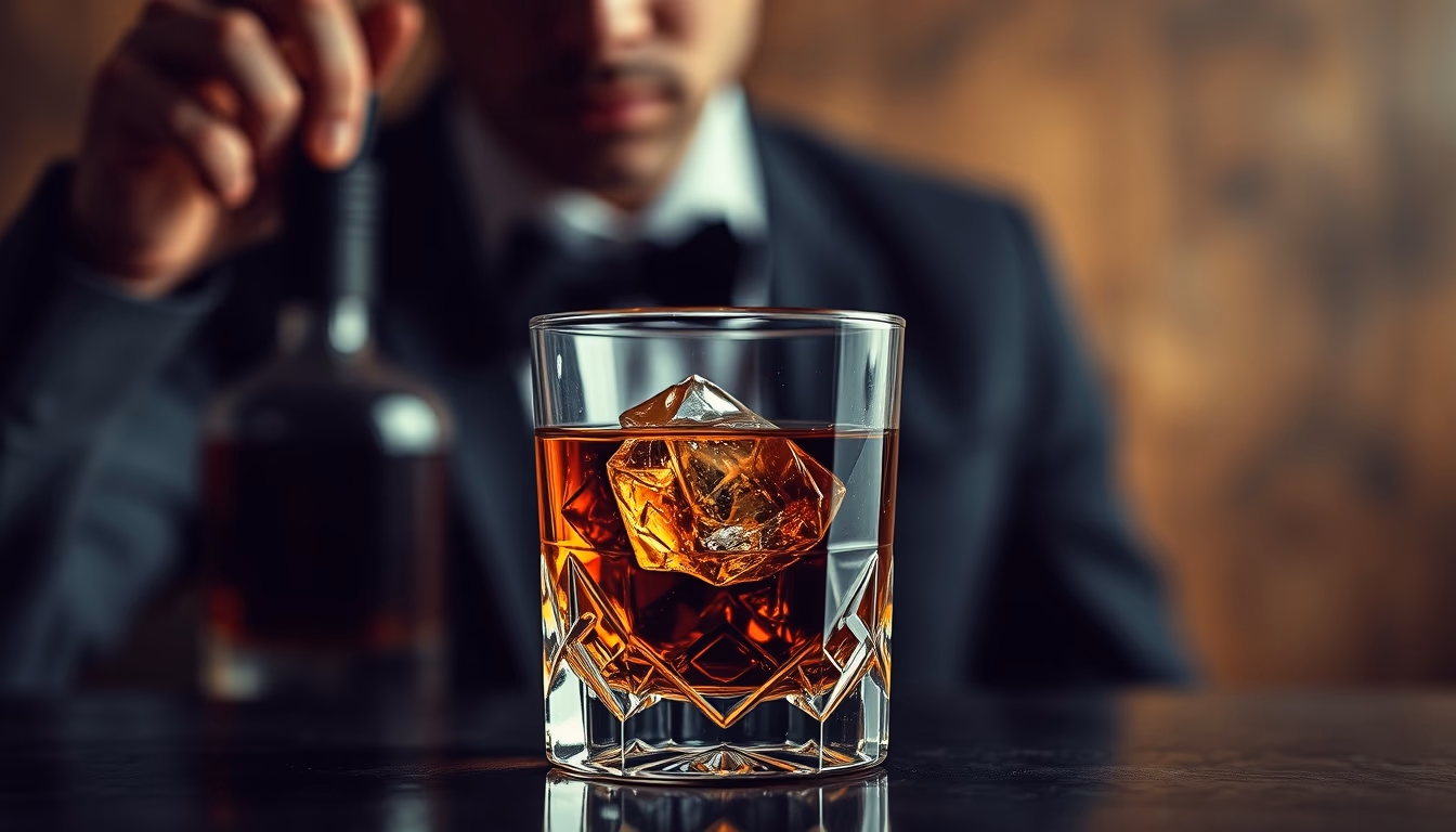 old fashioned bourbon glass in editorial style