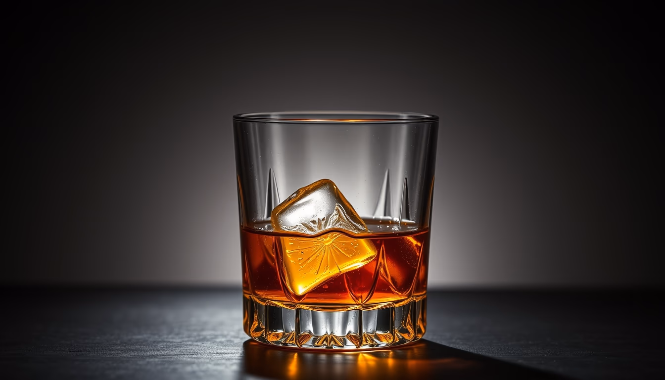 old fashioned bourbon glass in editorial style