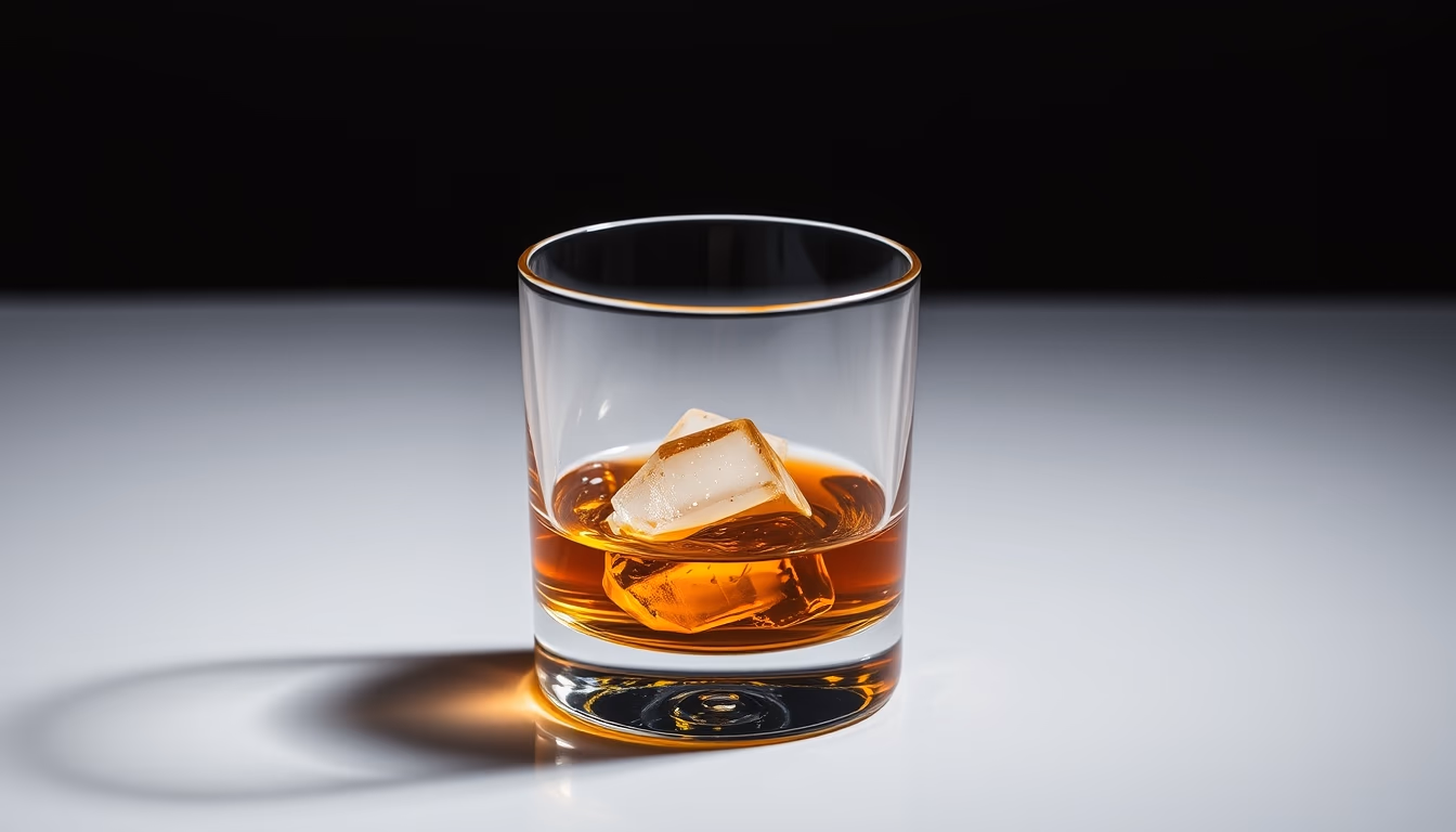 old fashioned bourbon glass in editorial style