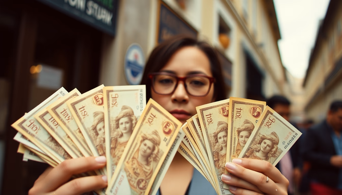 old french francs in editorial style