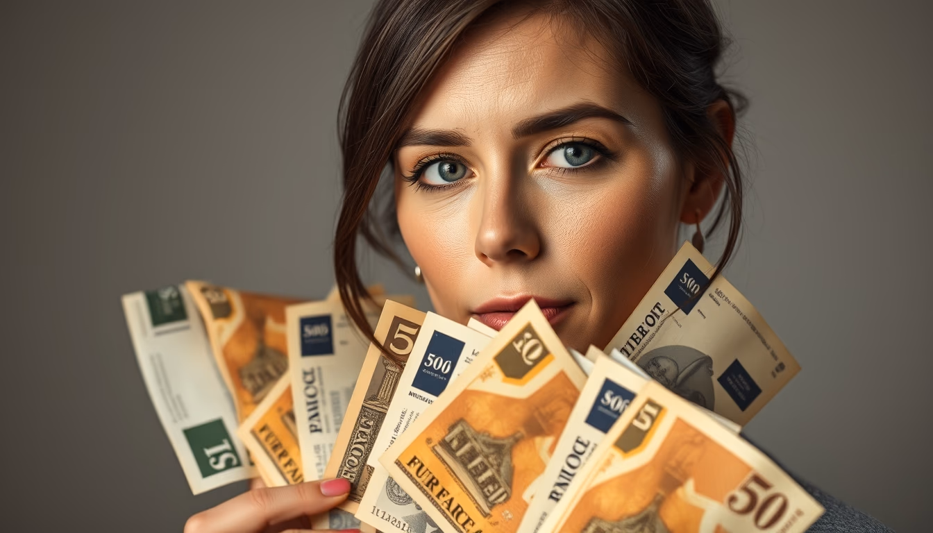 old french francs in editorial style