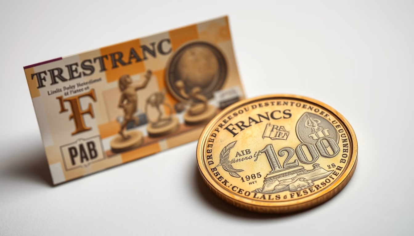 old french francs in editorial style