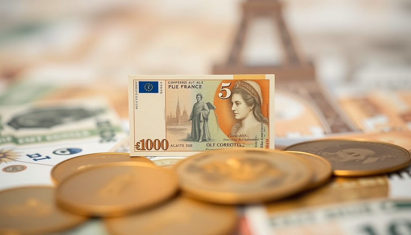 old french francs in editorial style