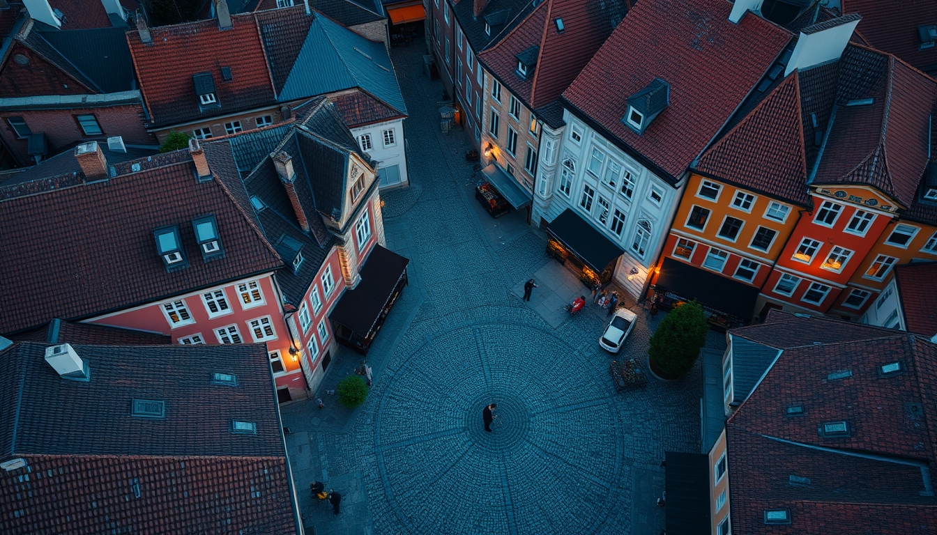 old town european cobblestone in editorial style